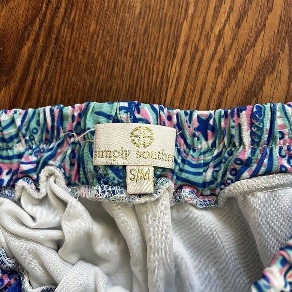 Simply Southern Shorts Womens S/M Seashell Print Tasseled Trim Brief Liner Beach - Picture 6 of 9